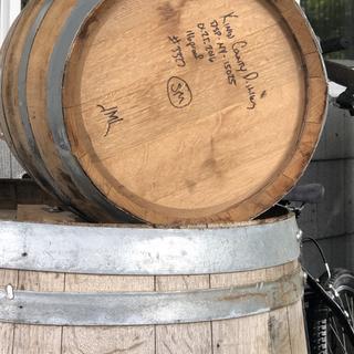 A burnt bourbon barrel will age our super stout.