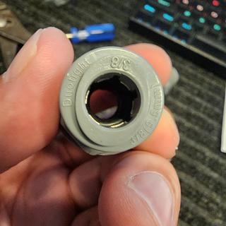 The 3/8 'hole' are too small to run a 3/8 chiller through it, it requires drilling unfortunately.