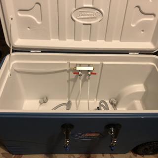 Dual tap cooler for 2 small kegs.