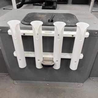 4 Rod Deluxe Fishing Rod Holder Rack White | Boat Outfitters