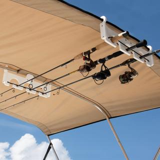 bimini top fishing rod holder 3 Rod Load-N-Lock Bimini Rod Holder, White/White, Snap-On 7/8