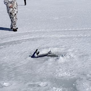 INOOMP 2-Pack Ice Fishing Tip Ups With Flags - Winter Ice Fishing Rod Markers