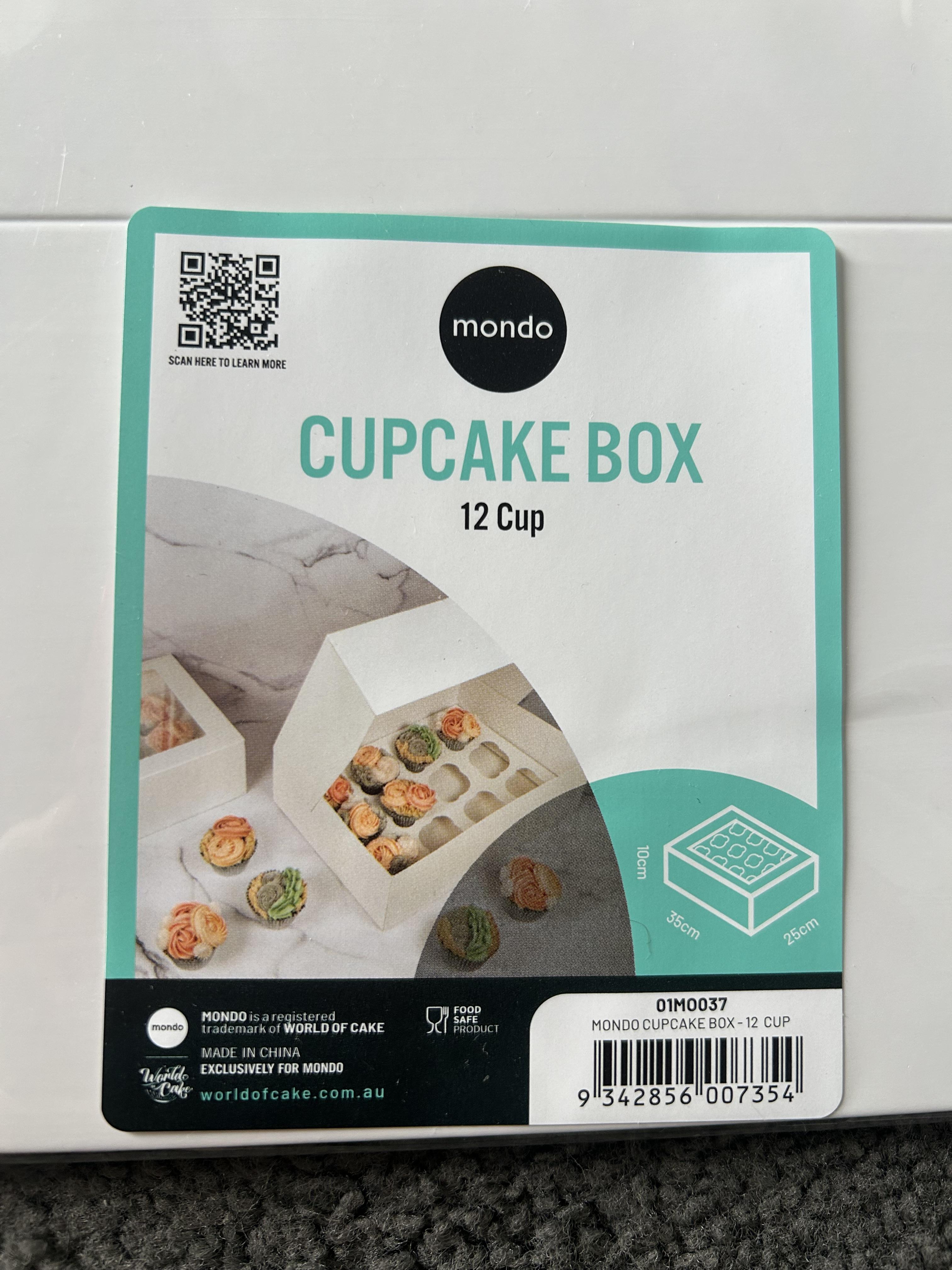 Confezione Da 10 Scatole Per Cupcake Con Finestra - Blu Menta - 33x3.5x3.5 Cm