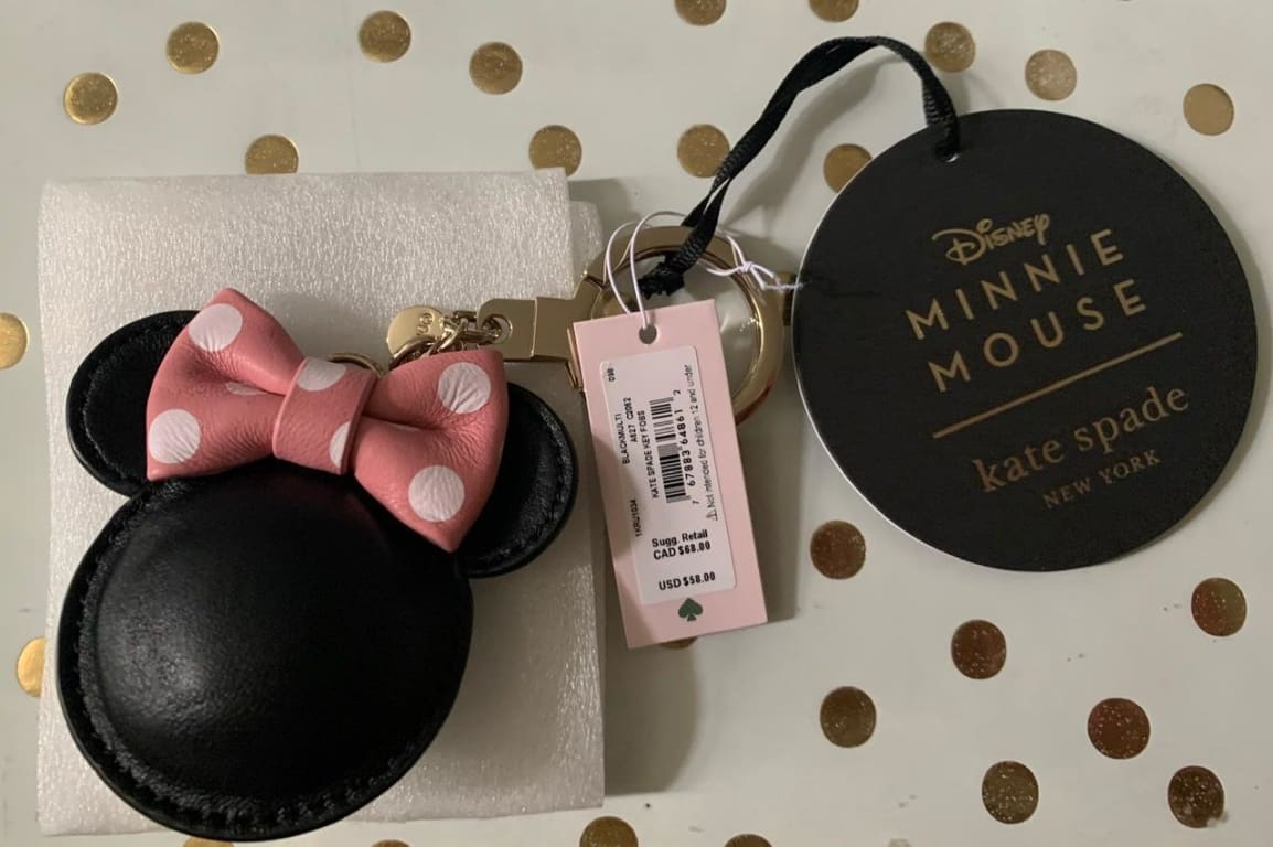 キーホルダー・キーリング kate spade Disney Minnie Mouse Key WORU0324 Kate Spade Key Fobs Minnie Mouse Leather Bag Charm | Kate