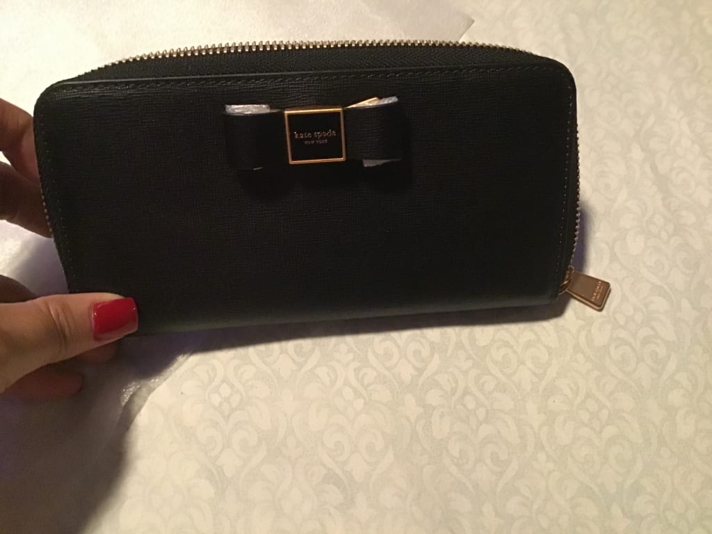 Morgan Bow Embellished Zip Around Continental Wallet | Kate