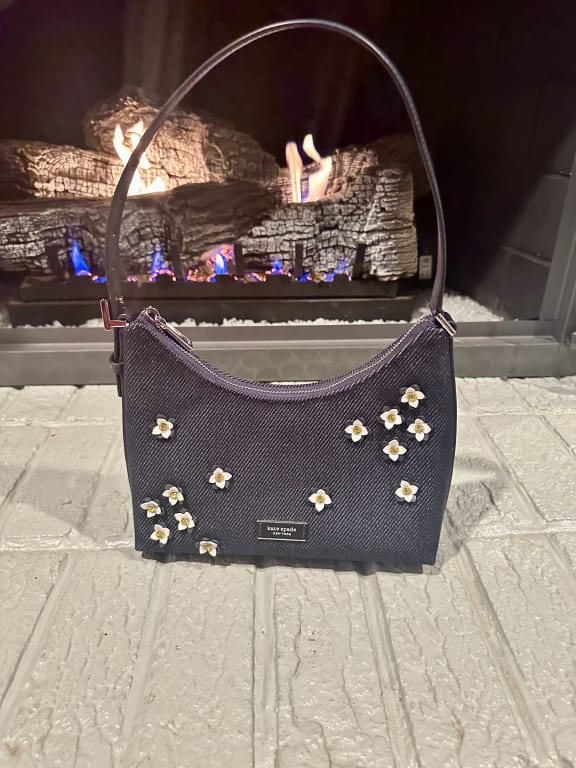 Sam Icon Floral Embellished Denim Small Shoulder Bag | Kate