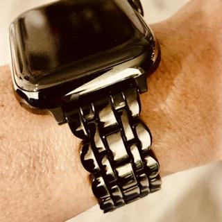 Black Scallop Link Stainless Steel Bracelet 38/40mm Band For Apple