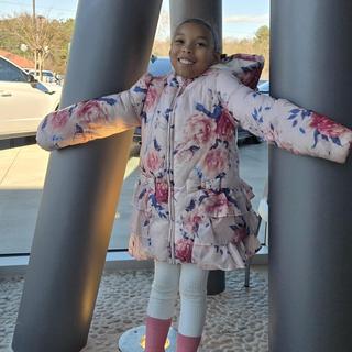 Girls Long Sleeve Floral Ruffle Microfleece Lined Puffer Jacket