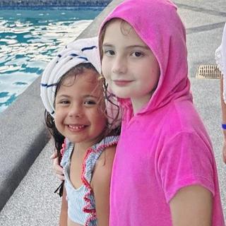 Rouge Pour Filles Enfants Fermeture éclair Terrys à Capuche Couvertures Natation Plage Couverture Coton été Manches Courtes Maillot De Bain Peignoir