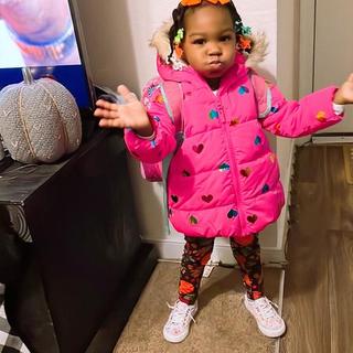 Toddler Girls Long Sleeve Rainbow Heart Print Puffer Jacket