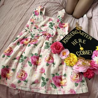 Girls Mommy And Me Short Flutter Sleeve Rose Ruffle Dress