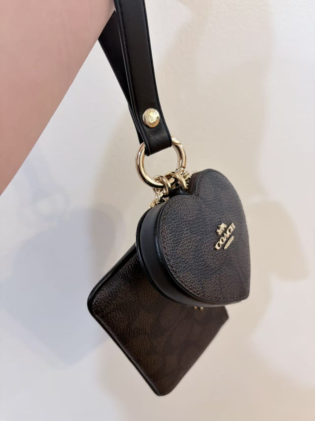 Wristlet And Heart Pouch In Signature Canvas With Charm | Coach