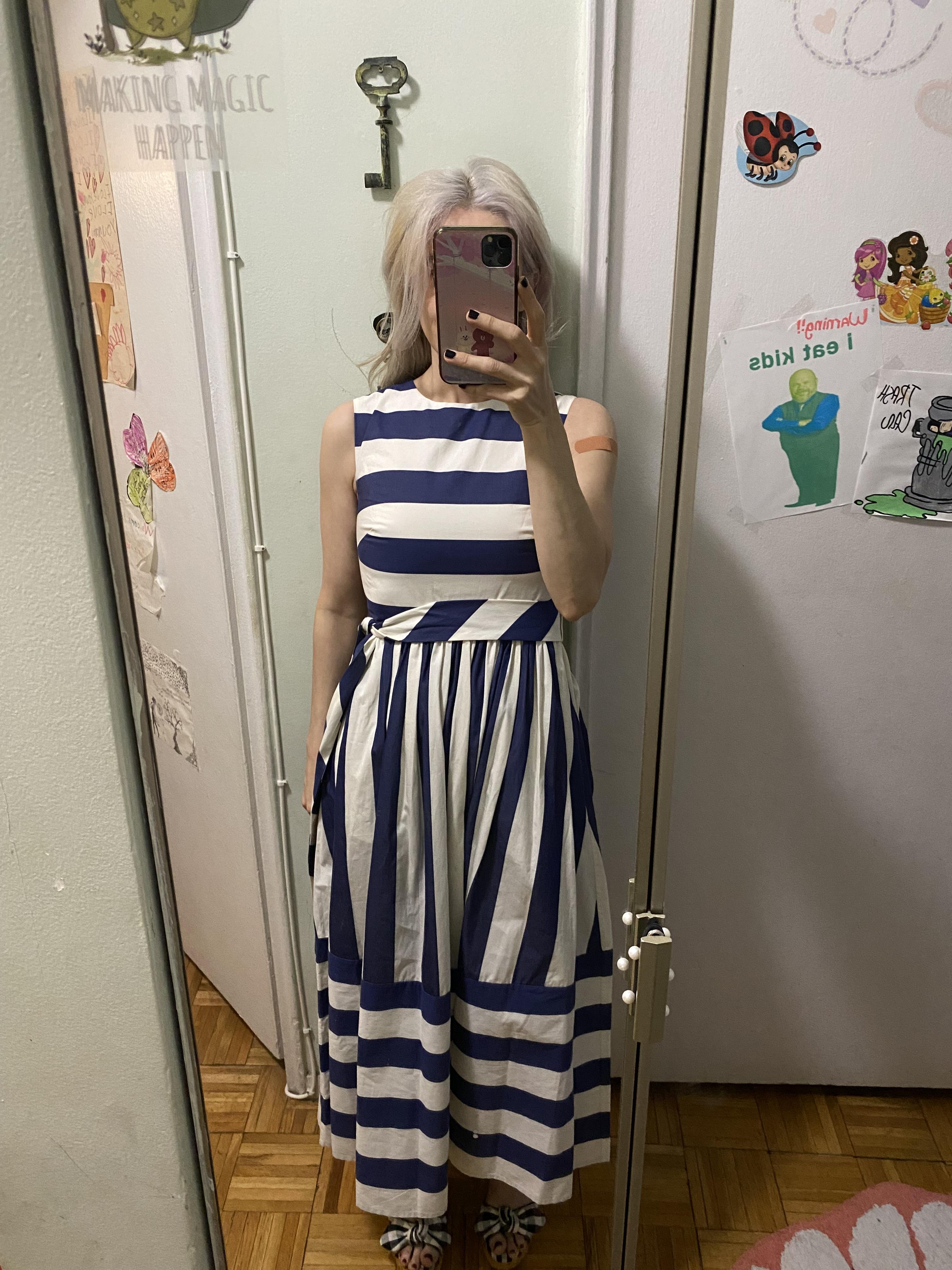 スカート y's stripe shoulder strap dress Collection Side-cutout Midi Dress In Striped Taffeta For