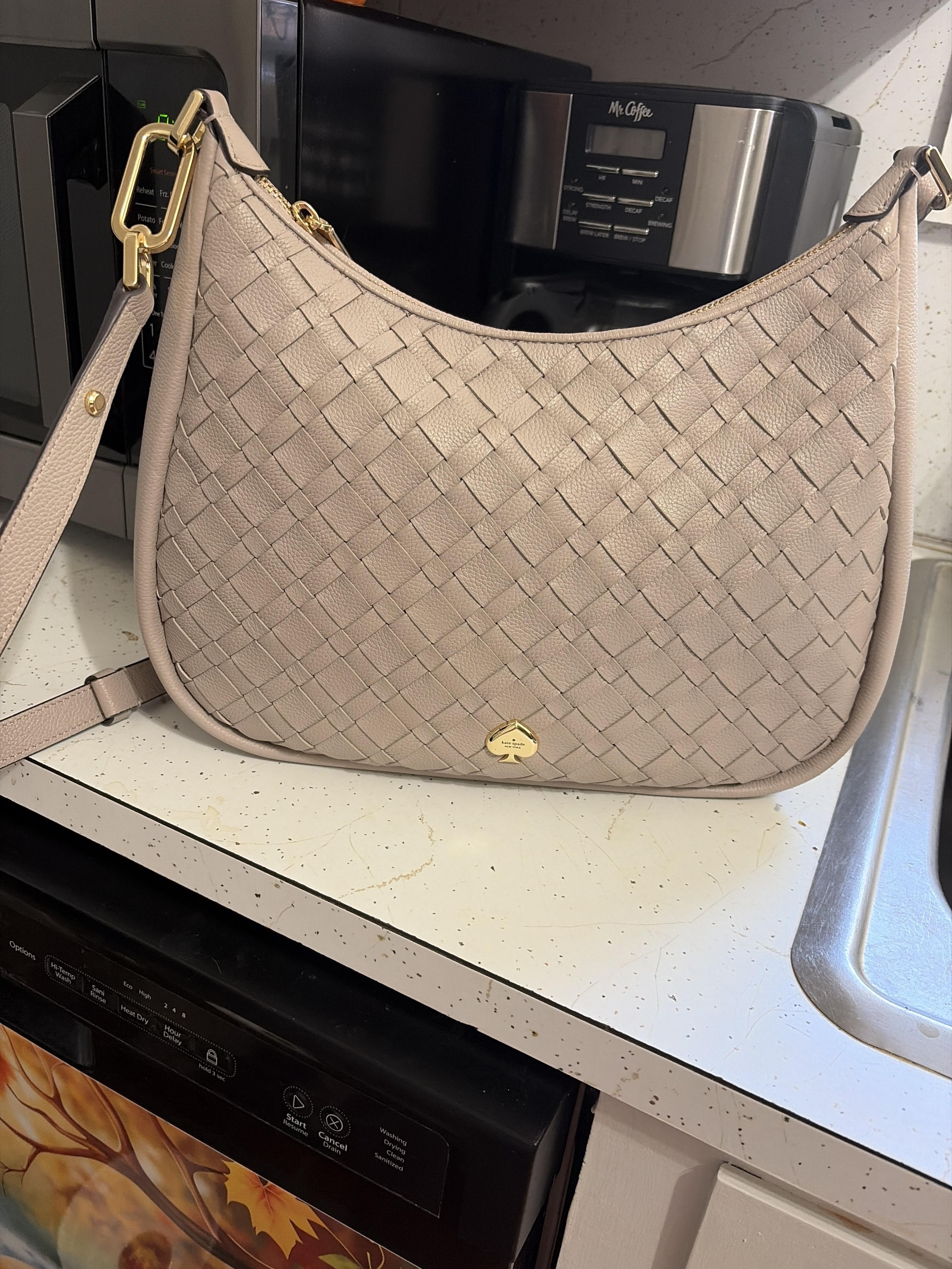 Kayla Woven Leather Large Shoulder Bag | Kate Spade Outlet