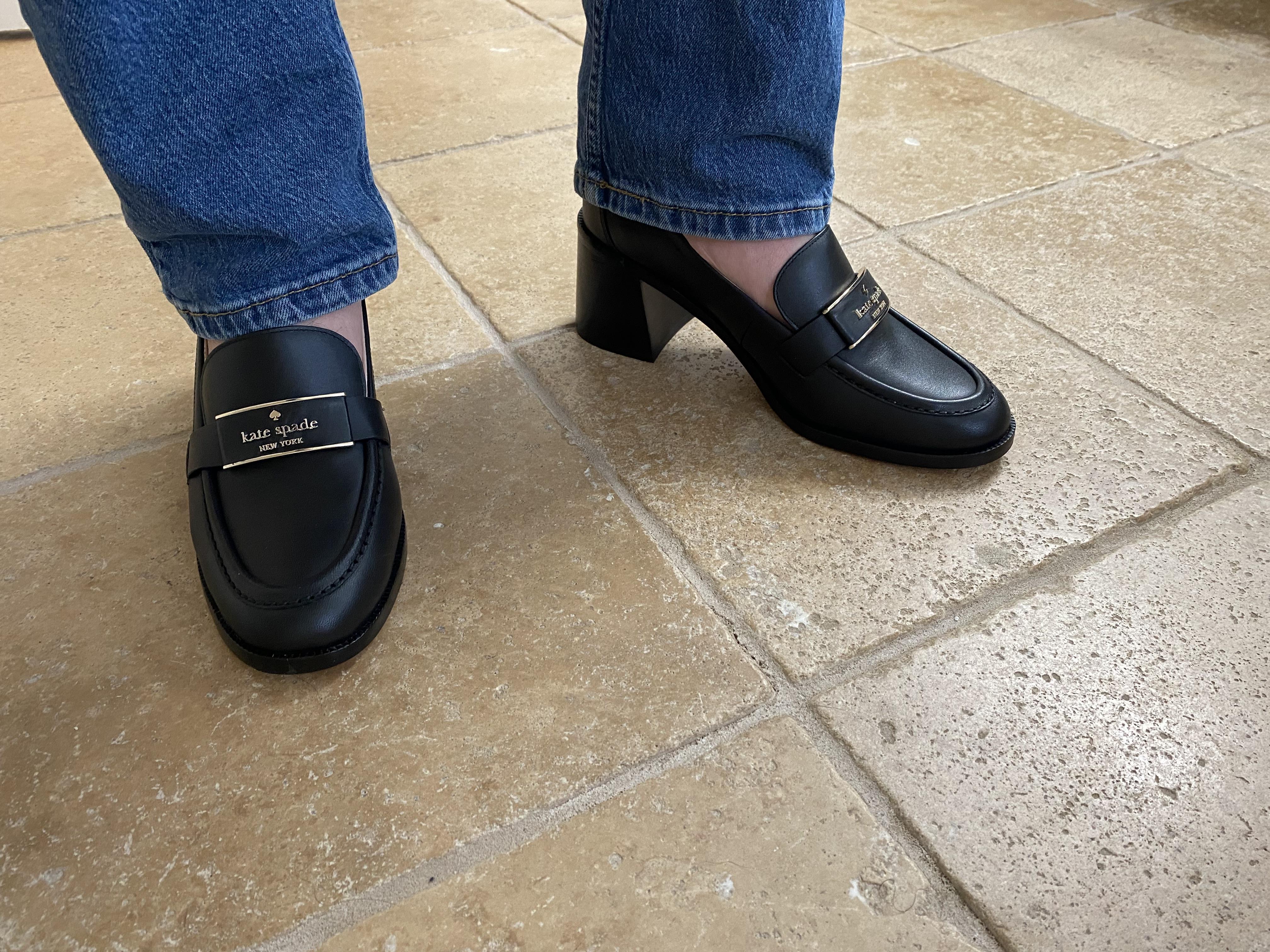kate spade毎日履きたい*きらりと輝く大人の黒*クインローファー Quinn Heeled Loafer | Kate Spade Outlet