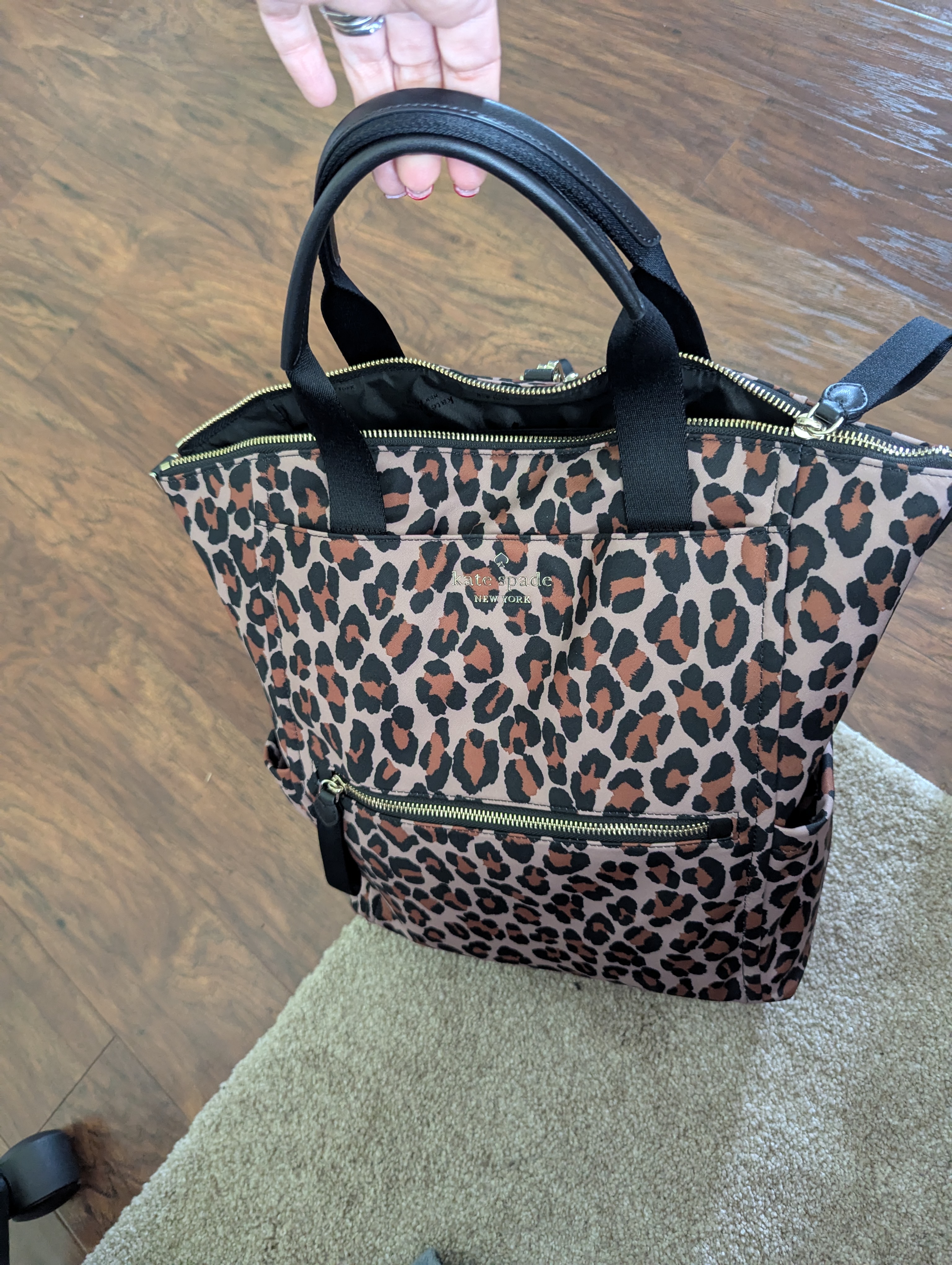 Chelsea Spotted Leopard Large Convertible Backpack | Kate