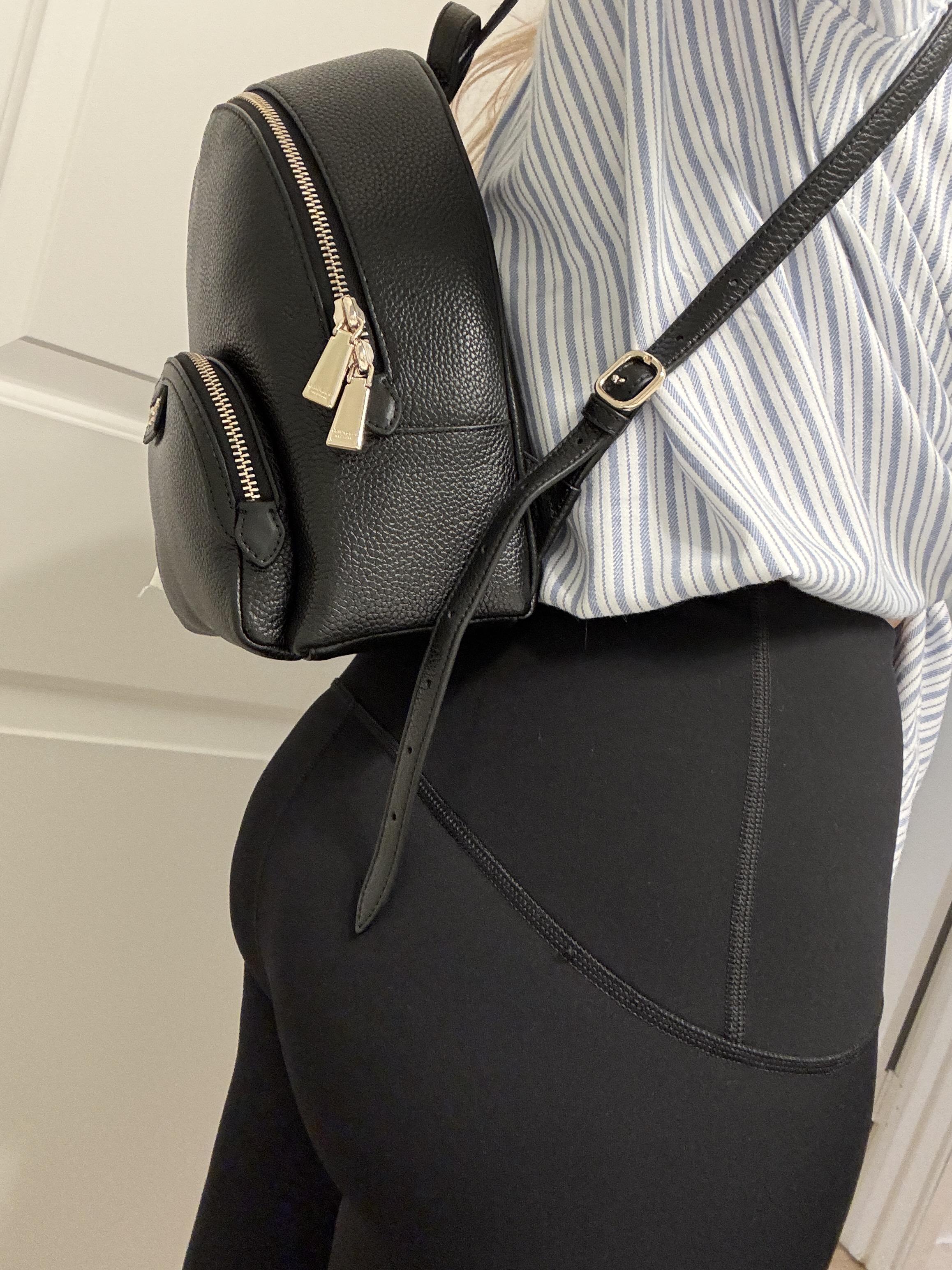black kate spade mini backpack Chelsea Nylon Apple Print  Club de Mode 9 1/2 H X 7 W X 4D2 side pocketsFront zipper pocket3 card slotsInterior open pocketNylonZip closure Kate Spade Small Leather Backpack