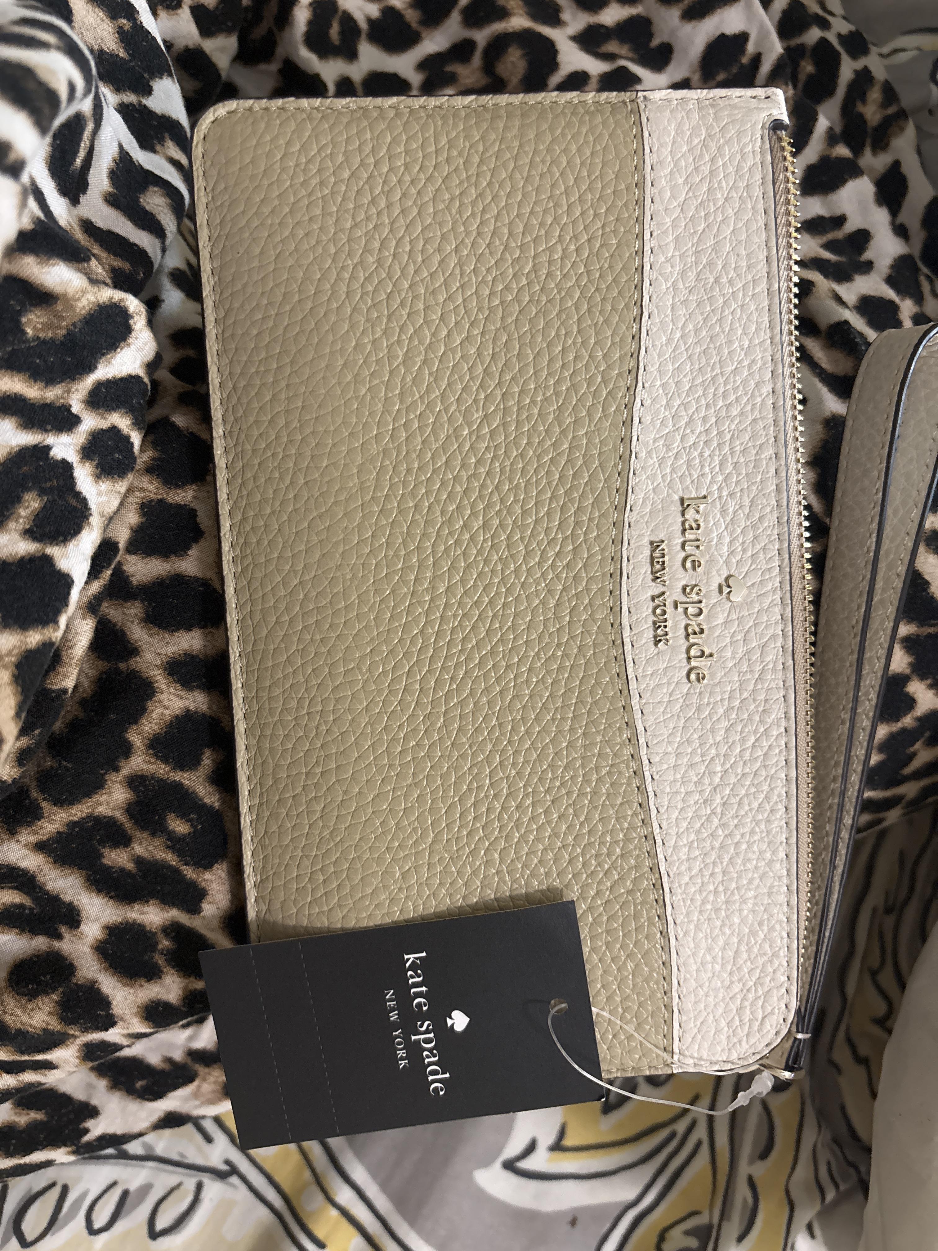 Lucy Colorblock Pebbled Leather Medium L Zip Wristlet | Kate